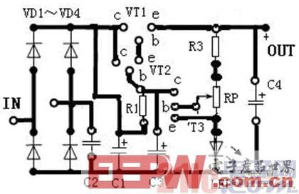 晶體三極管VT1、VT2組成復(fù)合調(diào)整管-深圳鼎紀(jì)PCB