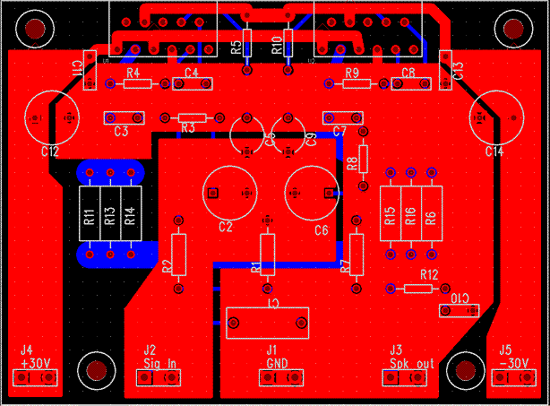  i.e. 47k. The 680 ohm and 470pF resistor capacitor filter network is used to filter out the high frequency noise at the RCA input. The 220pF C4 and C8 capacitors are used to shot out the high frequency noise at the LM3886 input pins. I used high quality audio grade capacitors at several locations: 1uF Auricap at the input for DC blocking-深圳鼎紀(jì)PCB