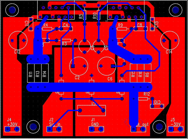  i.e. 47k. The 680 ohm and 470pF resistor capacitor filter network is used to filter out the high frequency noise at the RCA input. The 220pF C4 and C8 capacitors are used to shot out the high frequency noise at the LM3886 input pins. I used high quality audio grade capacitors at several locations: 1uF Auricap at the input for DC blocking-深圳鼎紀(jì)PCB